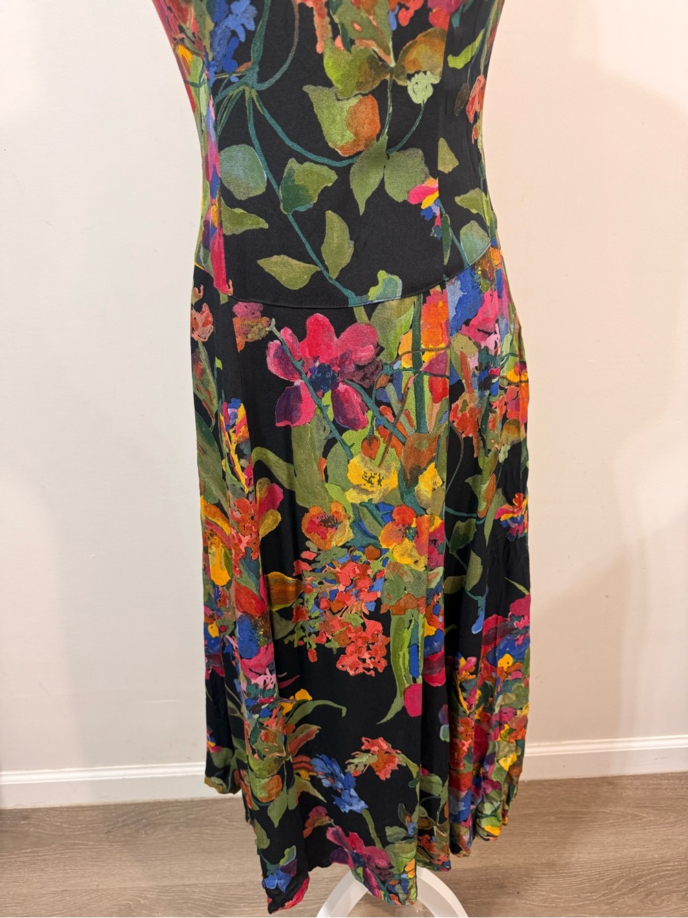 Carole Little Vintage 90's Multicolor Floral X-Back Design Midi Dress Size 4 - Picture 5 of 10